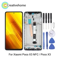 original lcd displa for xiaomi poco x3 nfc poco x3 touch screen digitizer assembly with frame for poco x3 nfc lcd spare parts