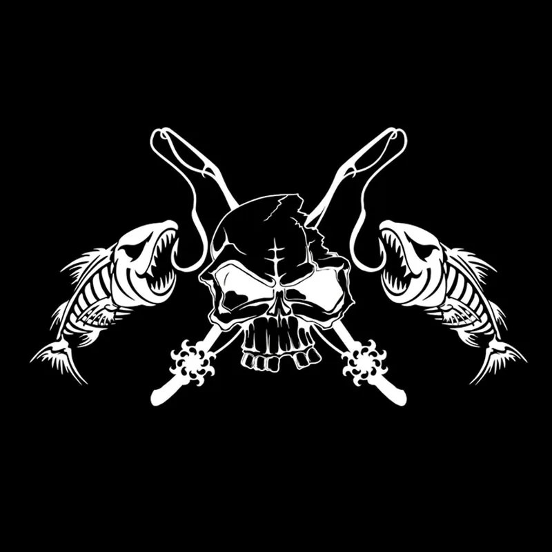 

Waterproof sunscreen scratch proof fishing head skeleton fishing rod reel hook car PVC sticker decorative window 19.7cm * 11.1cm