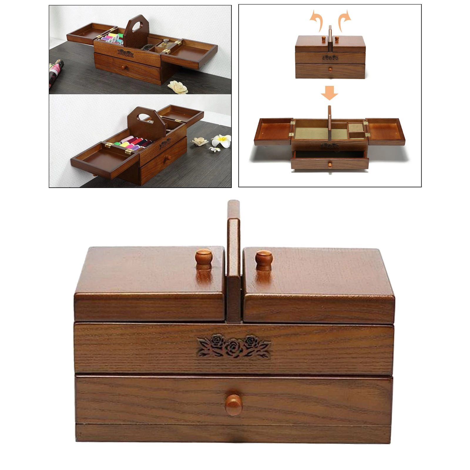 Корзина для шитья деревянная корзина хранения ювелирных украшений брелок на