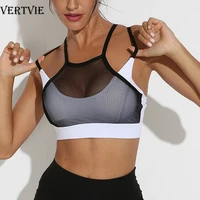 vertvie sports bra women sexy mesh breathable sport top underwear female gym fitness seamless running yoga bra athletic vest
