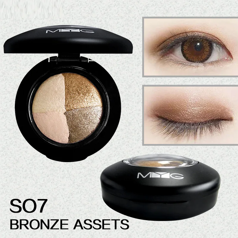 Палетка теней для век MYG 4 цветов запеченные Пудровые Тени блестящая Натуральная