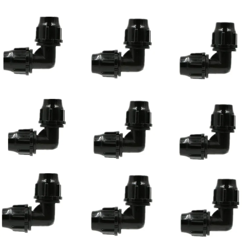 

20pcs 3/8" Garden Watering Hose Connectors 8/11mm Hose Elbow with Barbed Lock Automatic Micro Drip Irrigation System Fittings