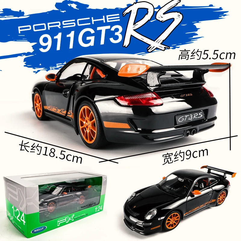 Welly 1:24 Porsche 911 GT3 RS Белый брелок для автомобильных ключей имитационная модель