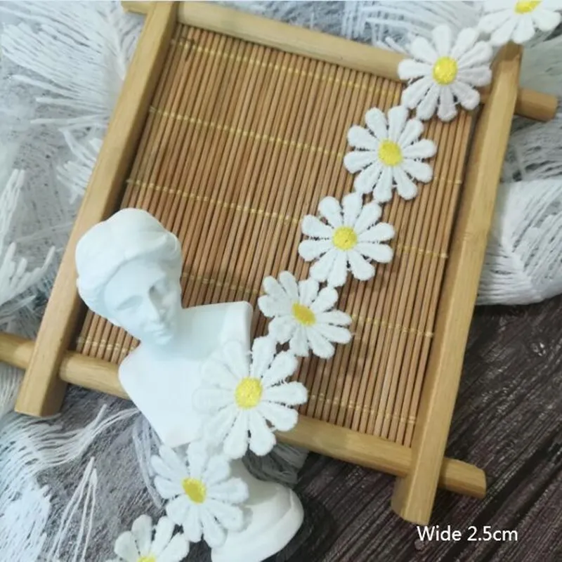 1 ярдов вышитая кружевная Цветочная лента с аппликацией в виде листьев ткань из