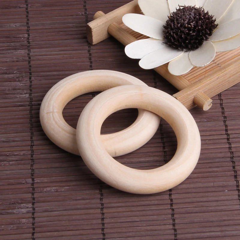 

5pcs Crafts DIY Baby Teething Natural Wooden Rings Necklace Bracelet 55mm A2UB