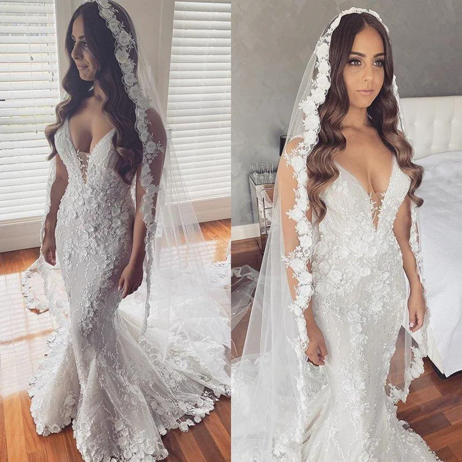 Женское свадебное платье с юбкой-годе элегантное 3D цветочной кружевной