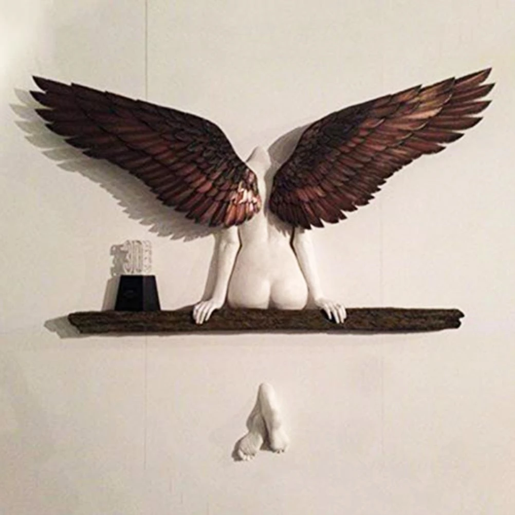 

3D Angel Art Figurine Sculpture Wall Decoration Statue Living Room Bedroom Figurines Home Decor Garden Statue Artwork Angel Wing