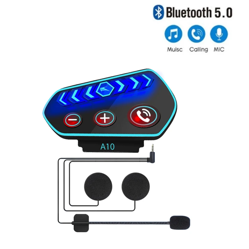 

Wireless Headphone A10 Bluetooth-compatible Helmet Headset IP67 Waterproof LED Motorcycle Cycling For Calling Music