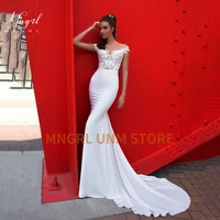 mngrl v neck mermaid white 3d flower bridal dresses backless chiffon wedding dress luxury retro wedding gown