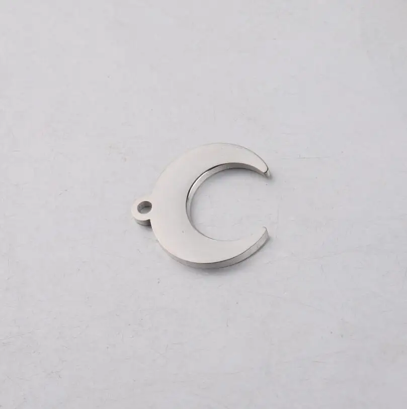 steel color 5 шт./лот зеркальная полировка из нержавеющей стали Луна Подвески Кулон полумесяц DIY ожерелье Поиск ювелирных изделий из браслетов аксессуары - Окраска металла: steel color