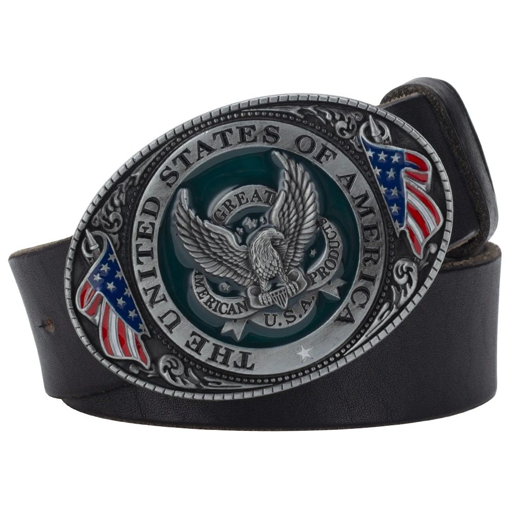 American Eagle Badge Metal Buckle Pure Cowhide Retro Decorative Belt