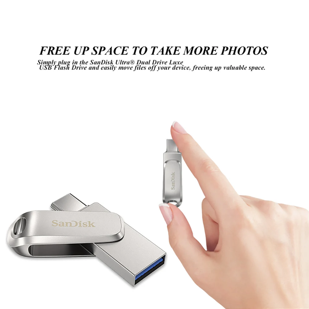 Флэш-накопитель SanDisk Ultra Dual Drive Luxe 512 ГБ USB 256 Type C 128 двойная Флэшка 64 32 OTG A