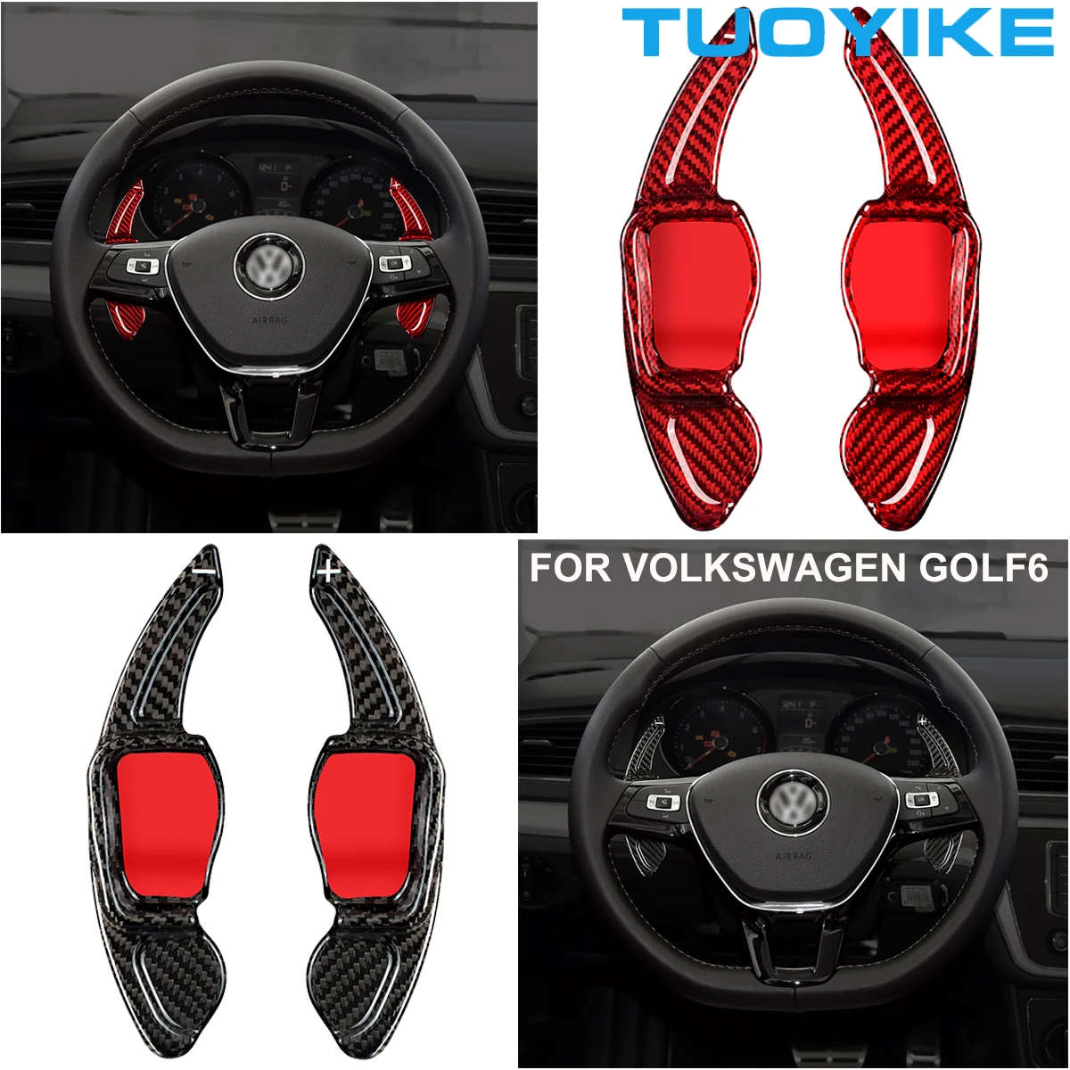 

Forged Carbon Fiber Steering Wheel Paddle Shifter Extension For Volkswagen Golf6 MK6 Tiguan Cross Lavida Scirocco R36 R20 Touare