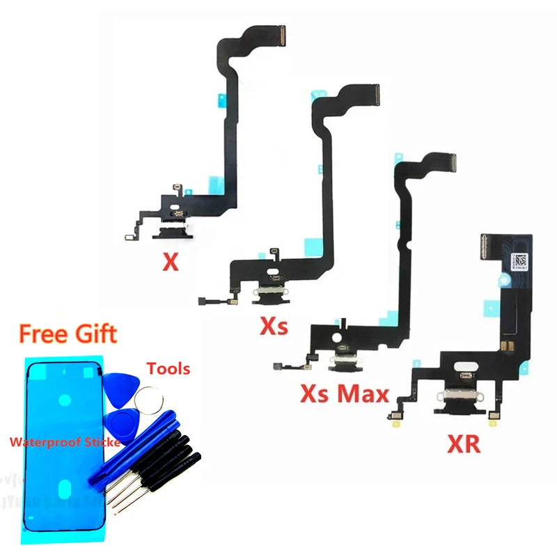 

Charging Port Dock USB Connector Flex Cable For iPhone XS Max XR X Headphone Audio Ribbon Replacement With Microphone Flex Cable
