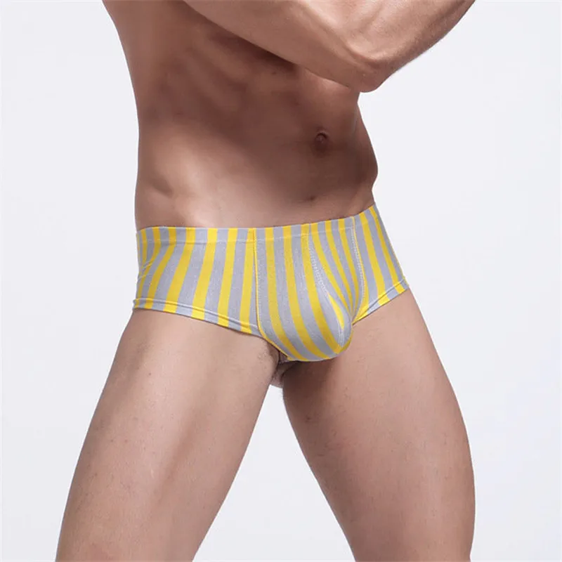 Мужские сексуальные трусы-брифы мужские полосатые Трусики-бикини с низкой