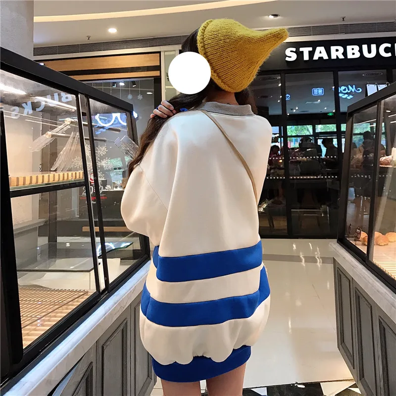 Свитшоты Женские полосатые топы с длинным рукавом Толстовка в стиле Харадзюку