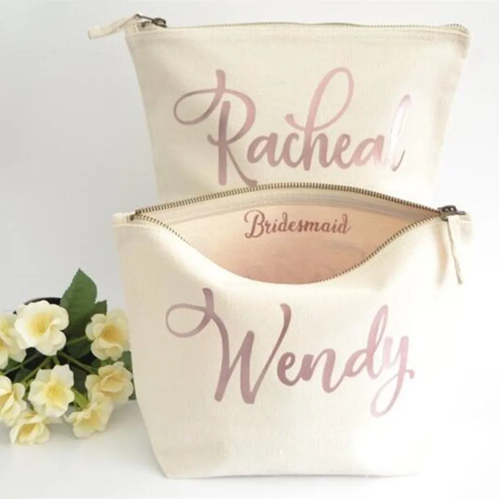 Индивидуальные розовые свадебные косметички для невесты подружки косметики