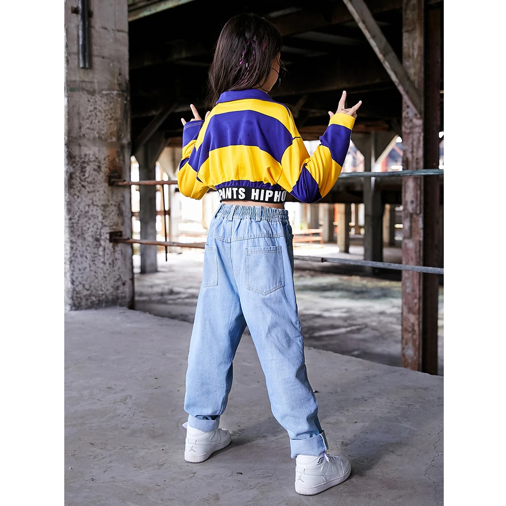 

New Jazz Dance Costumes Girls Tops Pants Cheerleader Costume Kids Hip Hop Stage Performance Clothing Modern Dancing Wear DQS2571