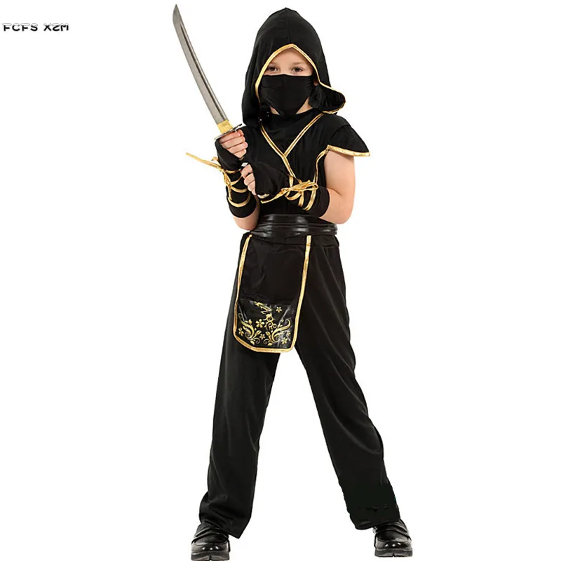 

Boys Ninja Cosplay Kids Children Halloween Warrior Costumes Carnival Purim parade Masquerade Stage Role Play party dress