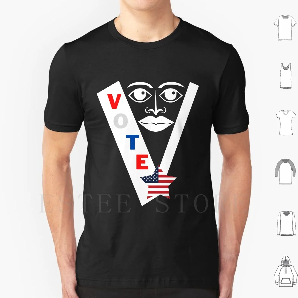 Фото Футболка с принтом «Vote Face Your Fears» из хлопка, с надписью V-образной формы, звездой и забавным дизайном, для выборов в США №1