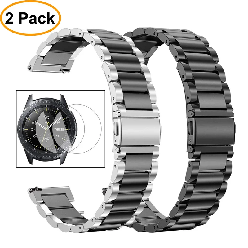 

huawei watch gt strap for samsung galaxy watch 46mm 42mm S3 Frontier active band stainless steel bracelet watchband+film+tool