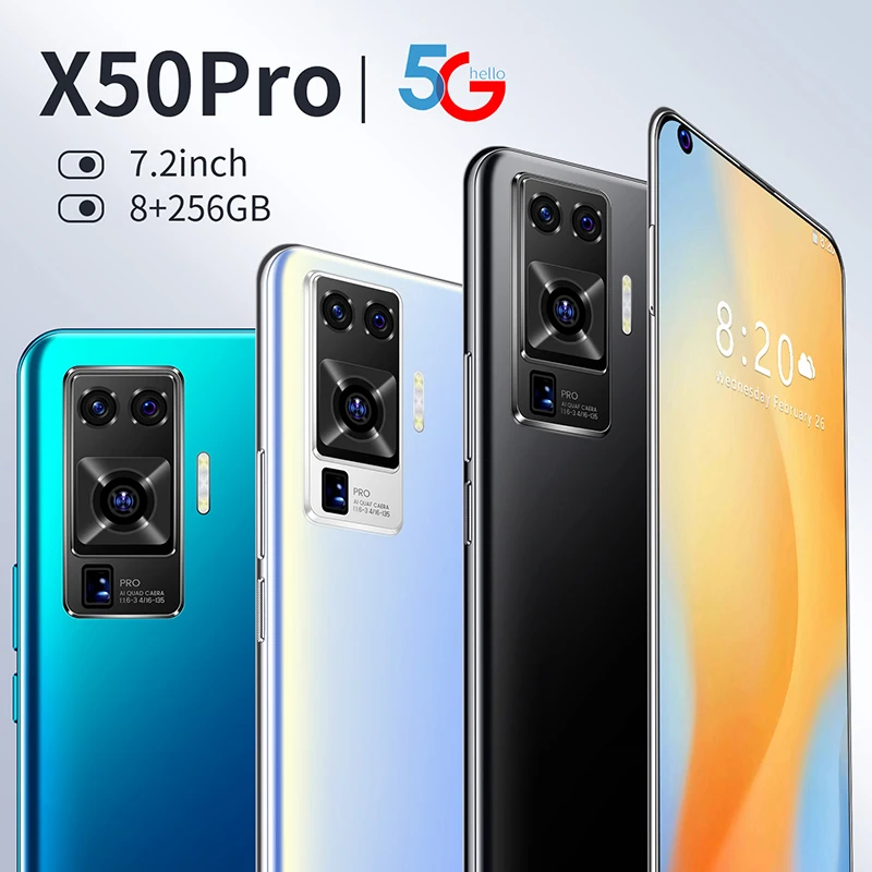 Глобальная версия смартфона X50pro 8 + 256 ГБ 16 32 Мп 7 2 дюйма 6800 мАч|Бамперы| |