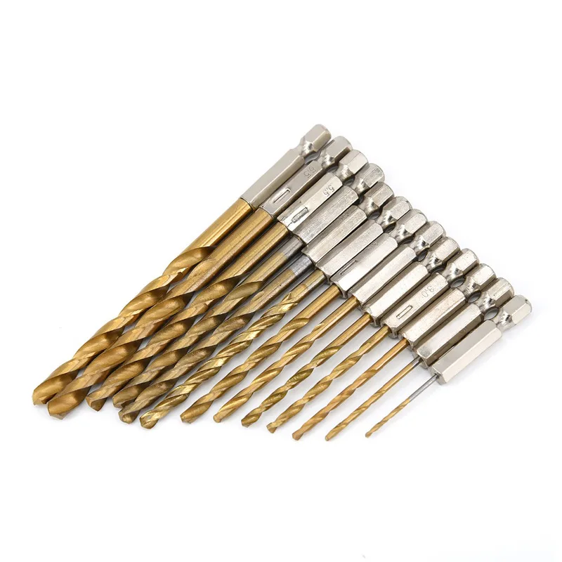 

13PC/SET 1.5-6.5mm HSS Titanium Coated Twist Drill Bits Stainless Steel Tool Whole Ground Metal Reamer Tools for Electric Drills