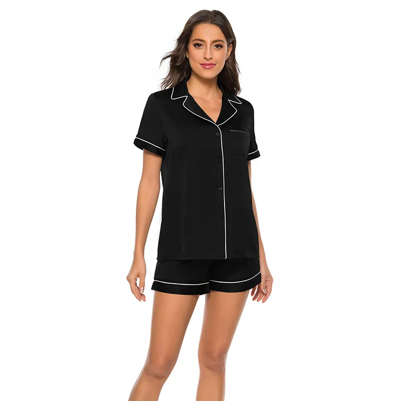 Womens Silk Satin Pajamas Pyjamas Set Sleepwear Pijama Couple Pajamas Suit Female Sleep Two Piece Set Men Loungewear Plus Size