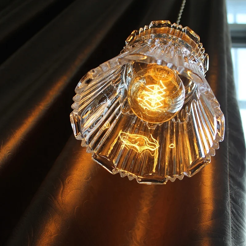 Плетеный полосатый стеклянный подвесной светильник в скандинавском стиле