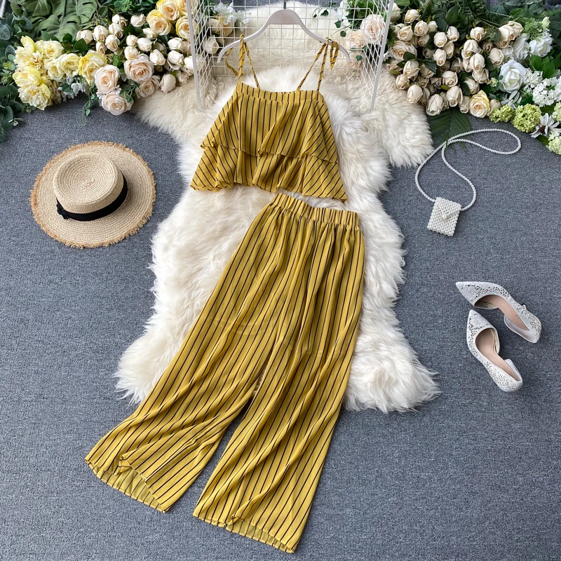 Женский костюм в полоску SINGRAIN винтажный праздничный пляжный комплект из двух