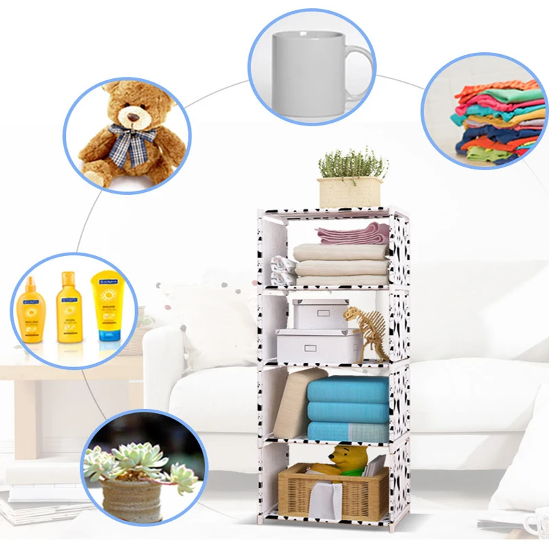 Fashion Multilayer Simple Non-Woven Bookshelves Dormitory Bedroom Storage Shelves Bookcase Children's Assembly Bookcase