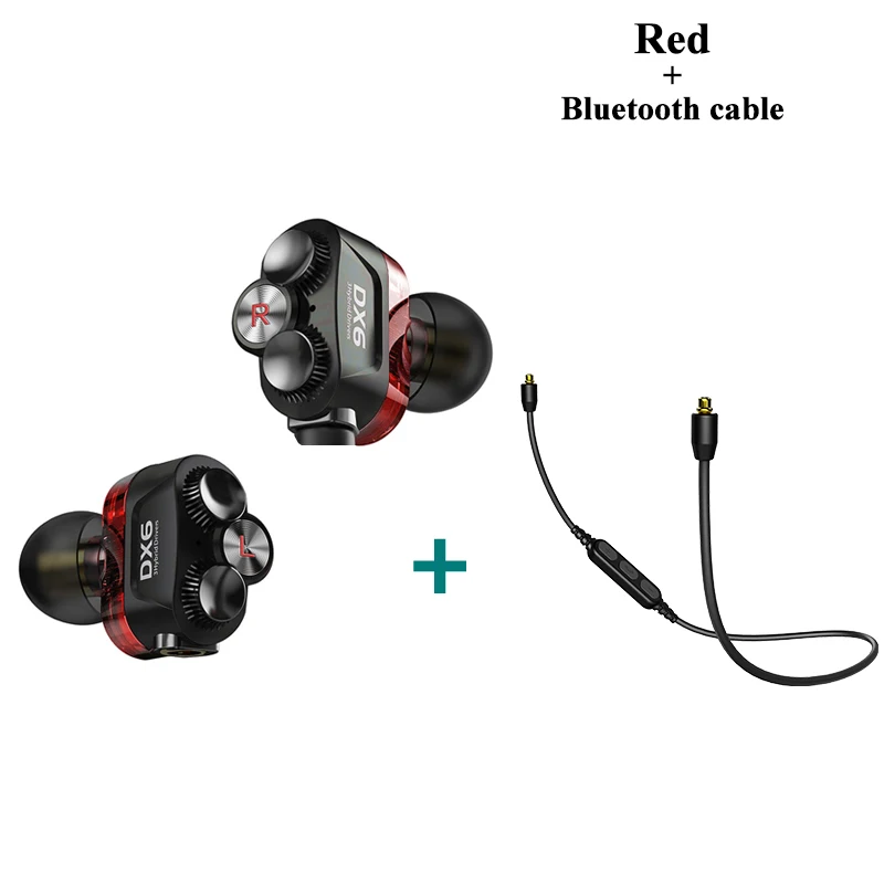 Plextone DX6 bluetooth наушники три единицы 3,5 мм наушники-вкладыши спортивные стерео Бас HIFI Проводная гарнитура с кабель MMCX для Xiaomi - Цвет: Red with Bluetooth