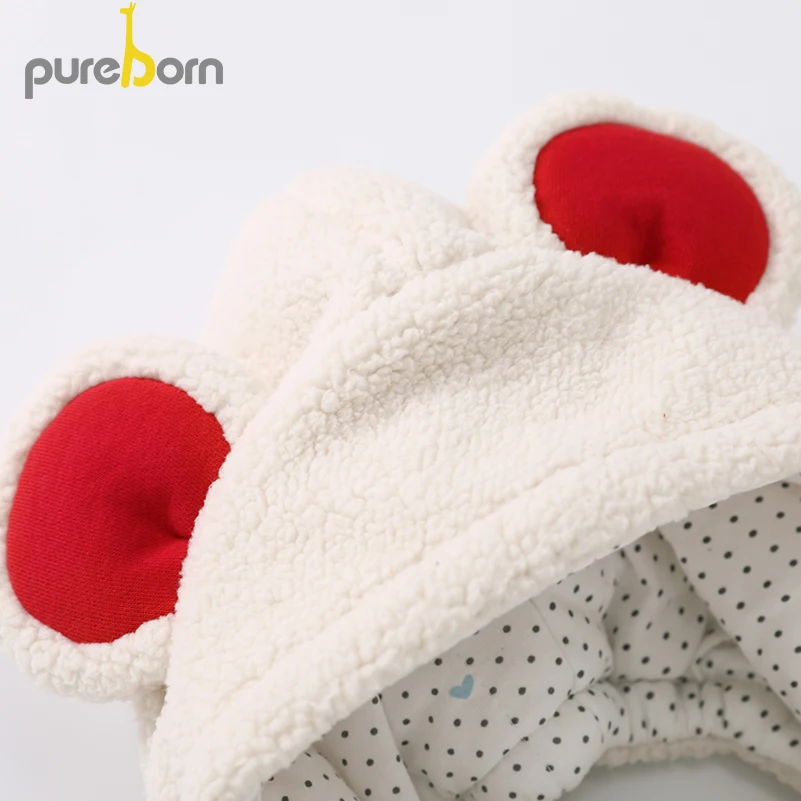 Детский комбинезон + шапка обувь Pureborn утепленный флисовый из 3 предметов Одежда