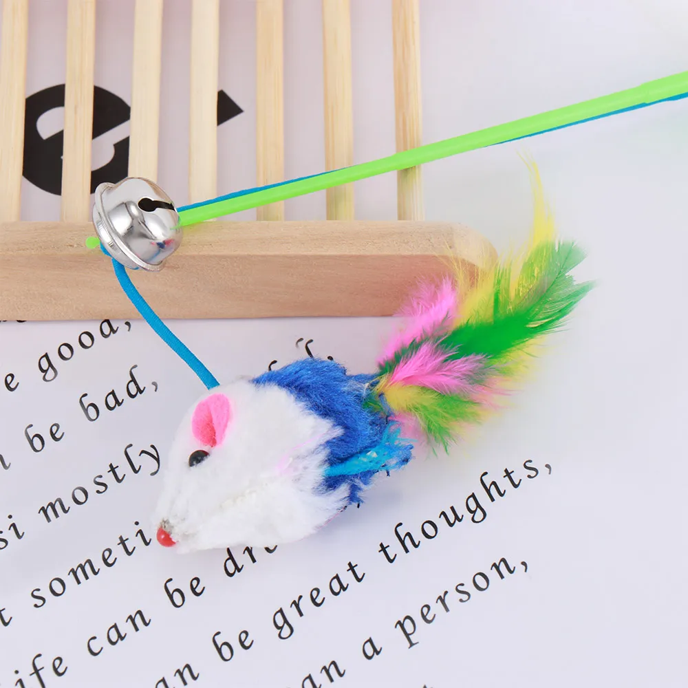 Высококачественная пластиковая мышь с перьями Веселая игра игрушка для домашних