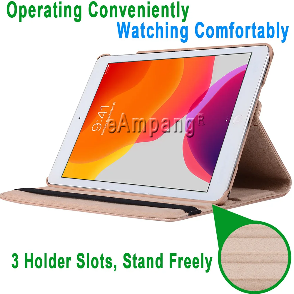 Умный чехол для Apple iPad 10 2 2019 7th Gen A2197 A2200 A2198 A2232 вращающийся на 360 Градусов Кожаный