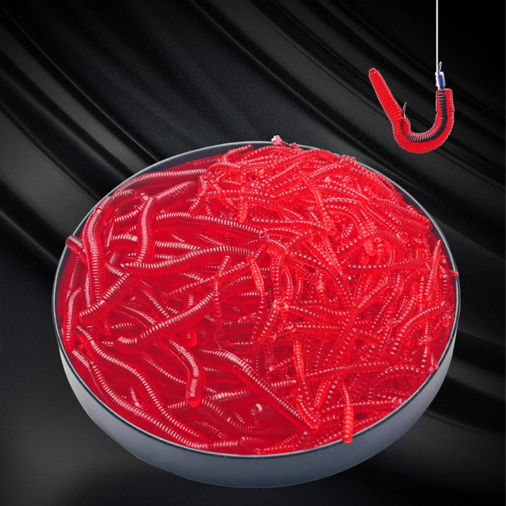 

20pcs/100 pcs Soft Lure Red Worm Realistic Simulated Earthworms Soft Bait Smell Shrimp Artificial Fishing Fishing Bait Tackle