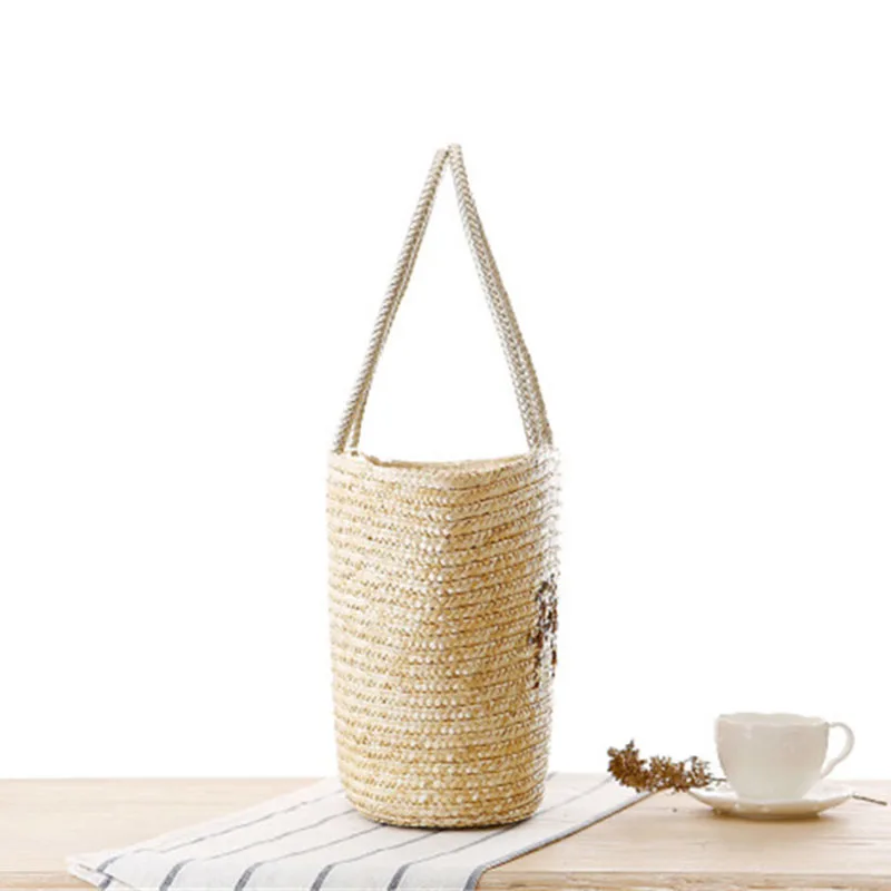 Женская соломенная сумка с блестками XMESSUN Пляжная плетеная ручной работы буквами