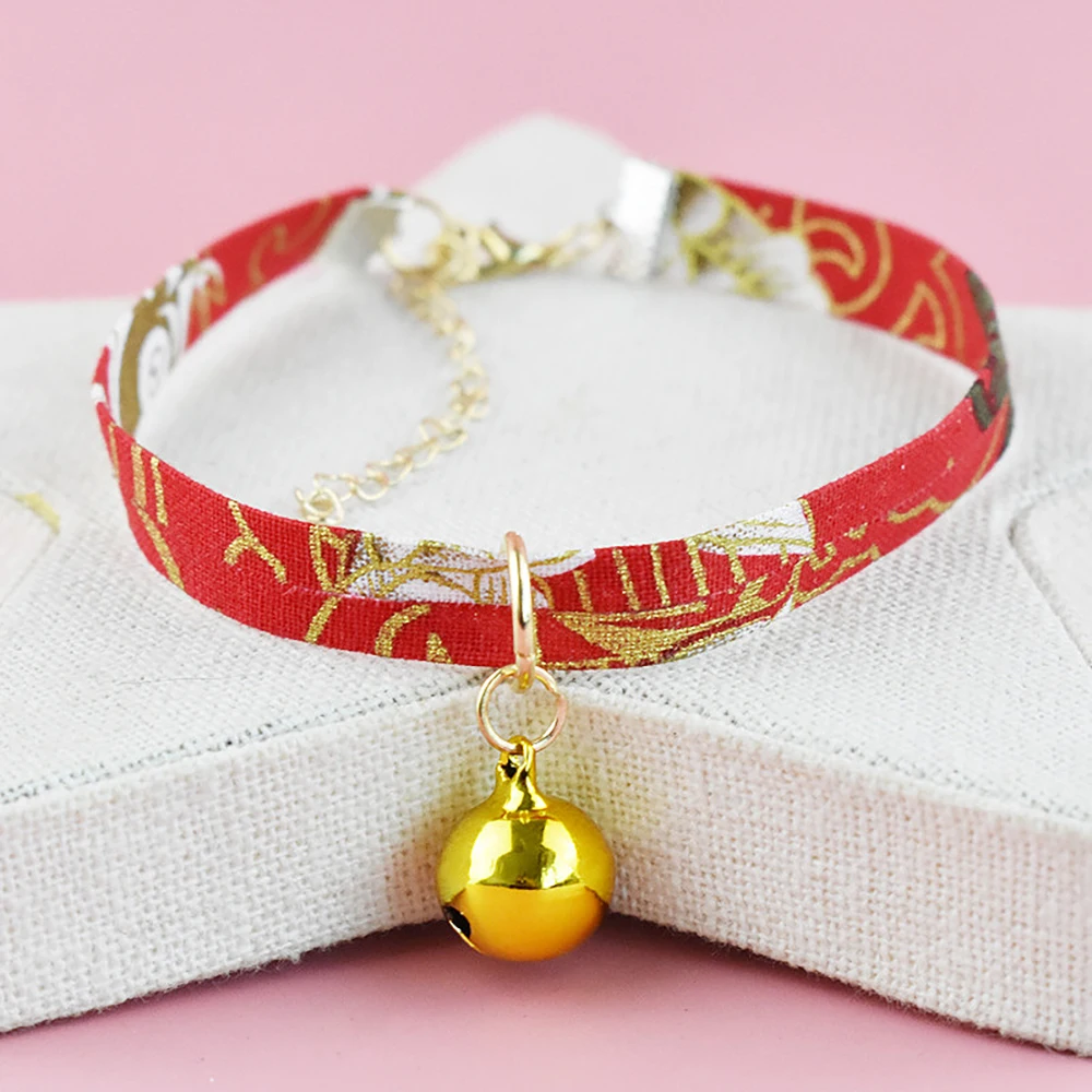 Хит японский стиль ветряной бант ошейник для кошки набор питомца колокольчик