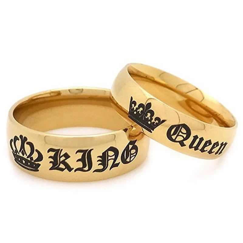 

King Queen 3 Colors Ring For Couple Women Men Lovers High Quality 316L Stainless Steel Jewelry Drop Shipping 1PC Rings Gifts
