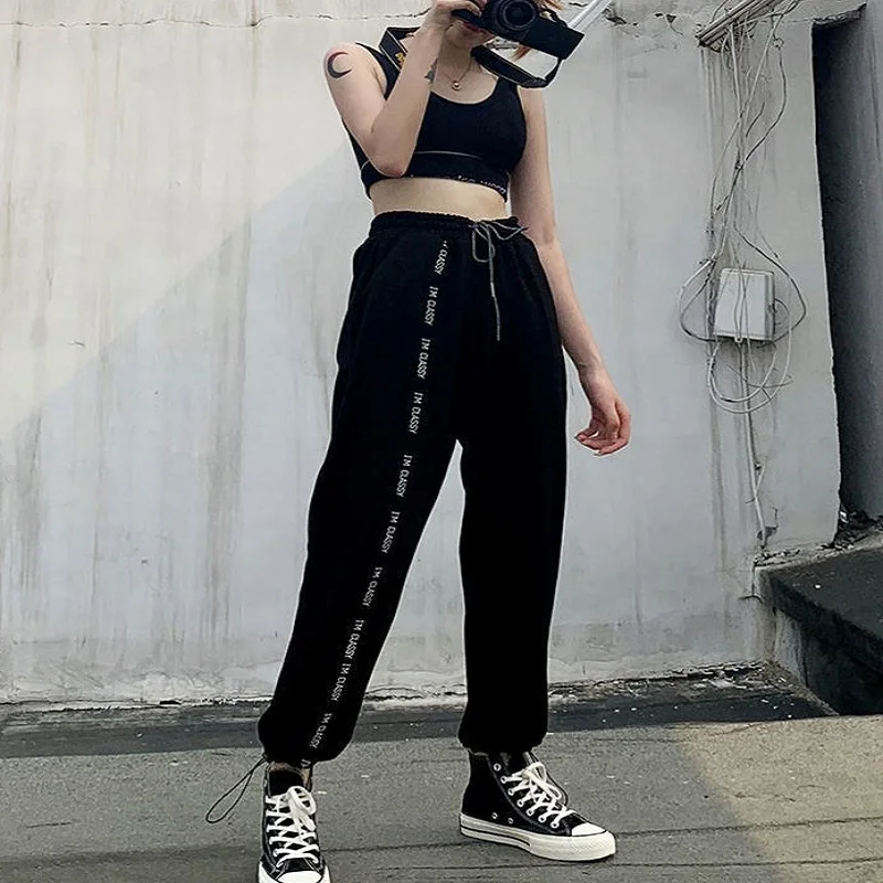 

Женские Джоггеры в стиле Харадзюку, женские спортивные брюки, мешковатые уличные спортивные брюки, женские корейские модные брюки для бега ...