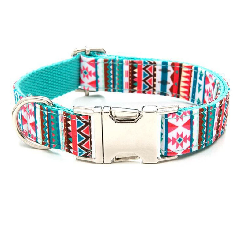 

Adjustable Nylon Dog Collar Personalized ID Folk Patterns Pet Collar Leash with Bowtie for Small Medium Large Dogs Product