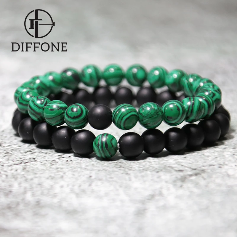 Diffone 2 ⑤ пара браслет для влюбленных настоящий натуральный камень Бусины Braslets