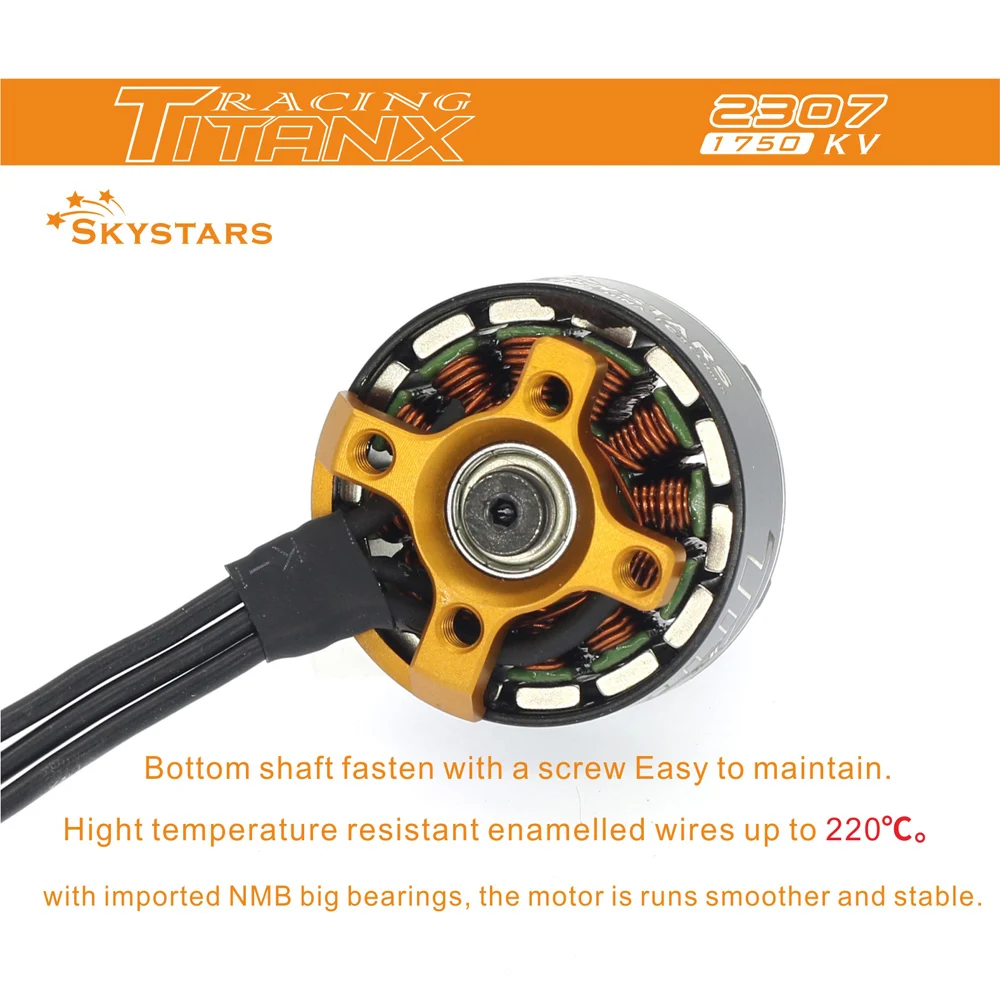 

4PCS Skystars TITANX 2307 1750KV 3~6sDurable Motor for DIY Racing Drone RC Helicopter