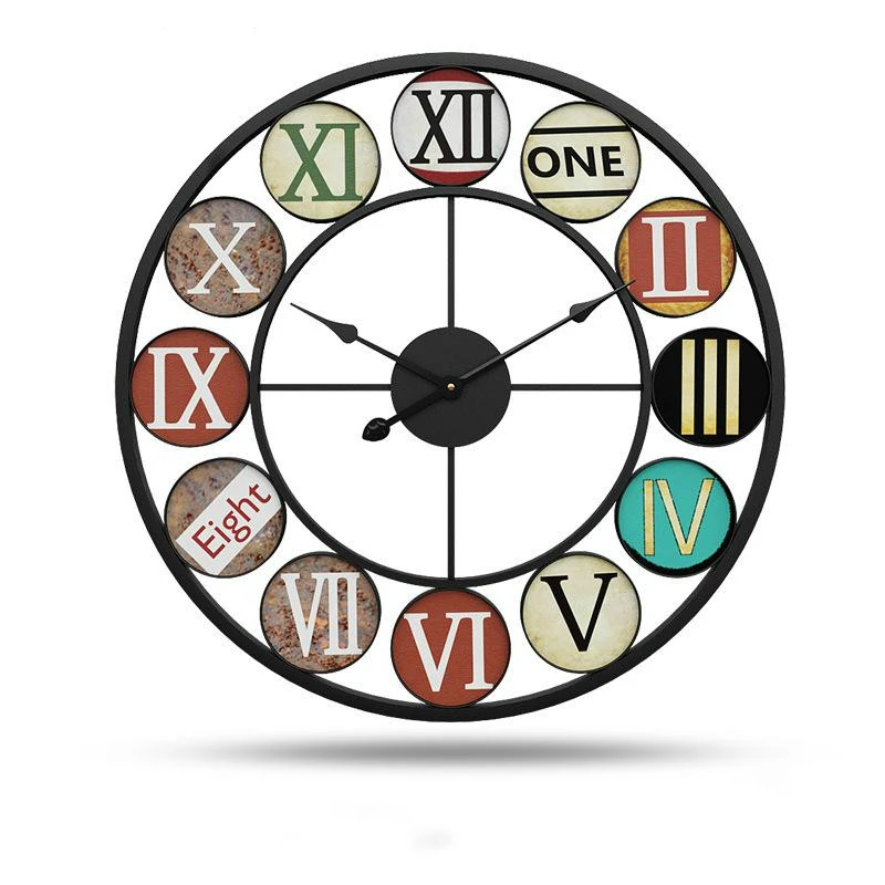

50cm Creative Vintage Metal Wall Clock Antique Wall Watches Iron Nordic Brief Watches Gift Large Wall Clock for Living Room
