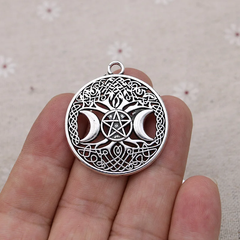 5 шт. Античная Посеребренная Тройная подвеска в форме Луны для изготовления