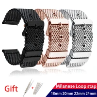 18mm 20mm 22mm 24mm milanese mesh watchband stainless steel metal strap men women 1 00 4mesh pin buckle bracelet accessories