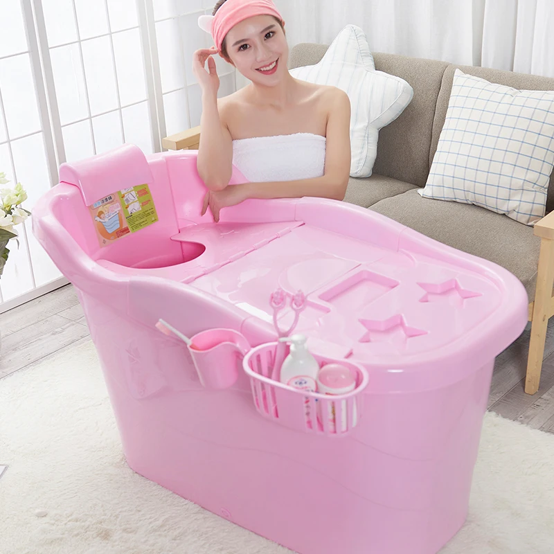 Домашняя пластиковая Ванна для взрослых очень большая толстая ванна двойная