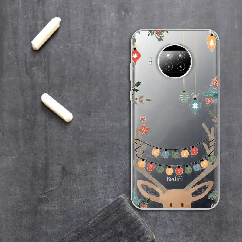 

Christmas fashion cute cartoon elk Phone Case Transparent for Xiaomi Redmi note 10 t 8 9 pro lite 11