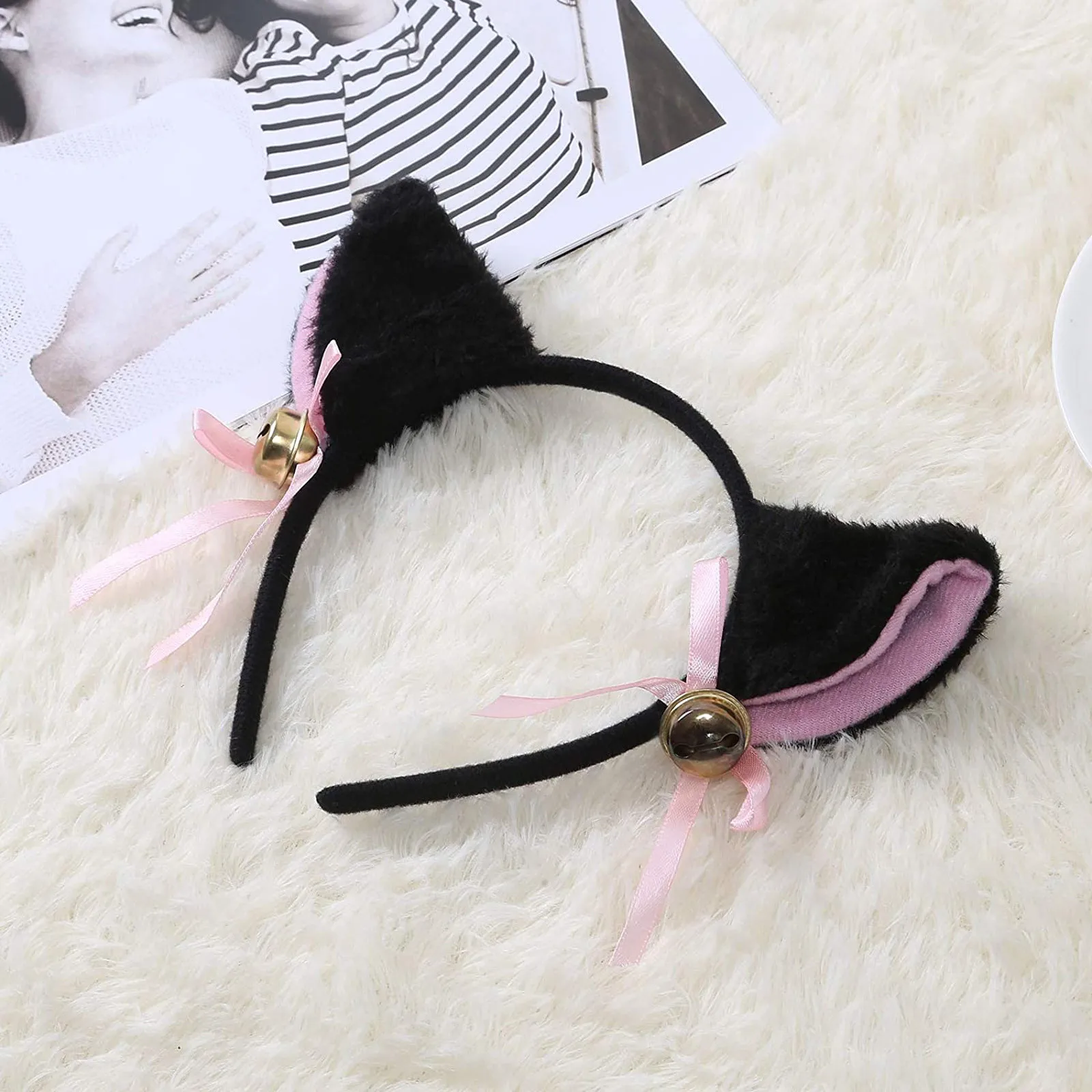 

3 Colors Beautiful Masquerade Halloween Cat Ear Cosplay Cat Ear Anime Party Costume Bow Tie Bell Headwear Headband Anime