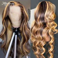 13x4 body wave lace front wig highlight colored human hair honey blonde brazilian virgin ombre 360 lace frontal wigs for women